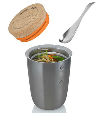 Ланчбокс для супа из металла с ложкой в комлекте - держит температуру до 6 часов